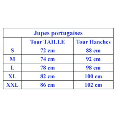 Taille jupe portugaise